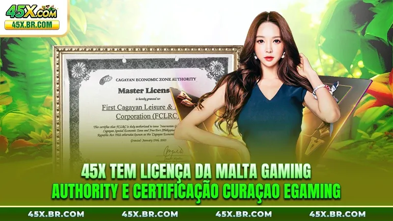 45X tem licença da Malta Gaming Authority e certificação Curaçao eGaming