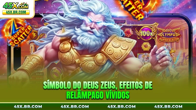Símbolo do deus Zeus, efeitos de relâmpago vívidos